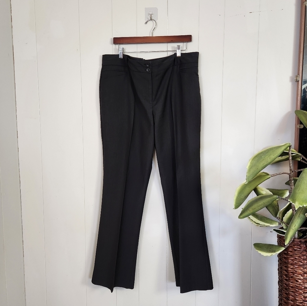 Penningtons Gray Straight Leg High Waisted‎ Rise Dress Pants Trousers Office 18